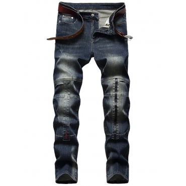 

LW Men Street Mid Waist Tie-dye Blue Jeans