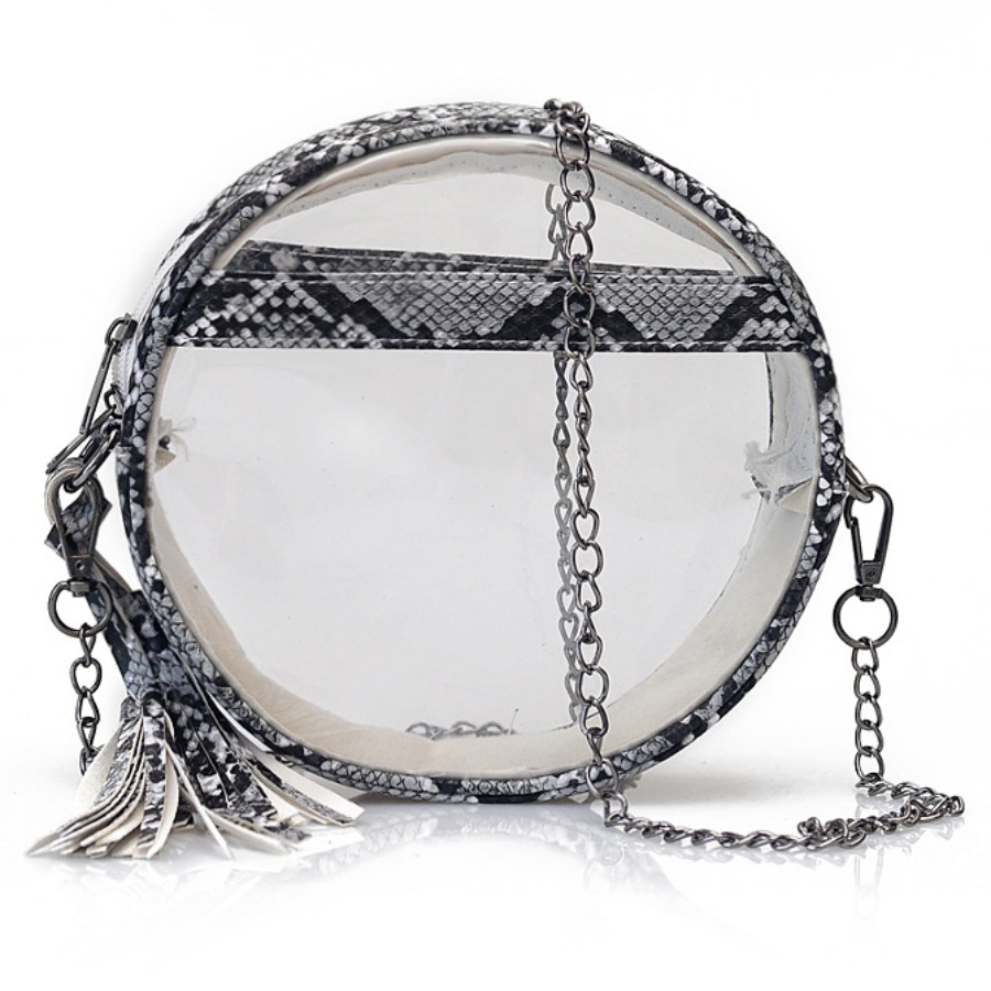 

Lovely Street Chain Strap See-through Black Crossbody Bag