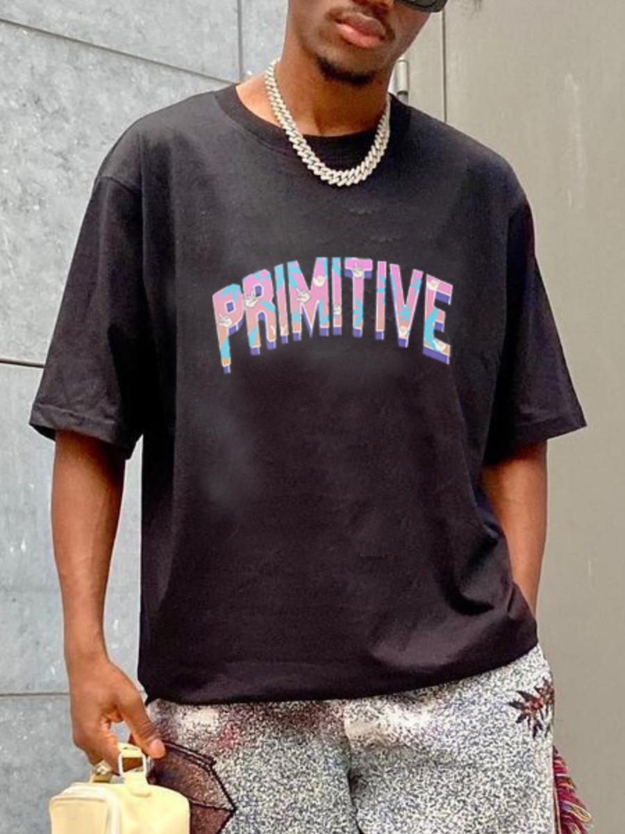 

Lovely Men Casual O Neck Letter Print Black T-shirt
