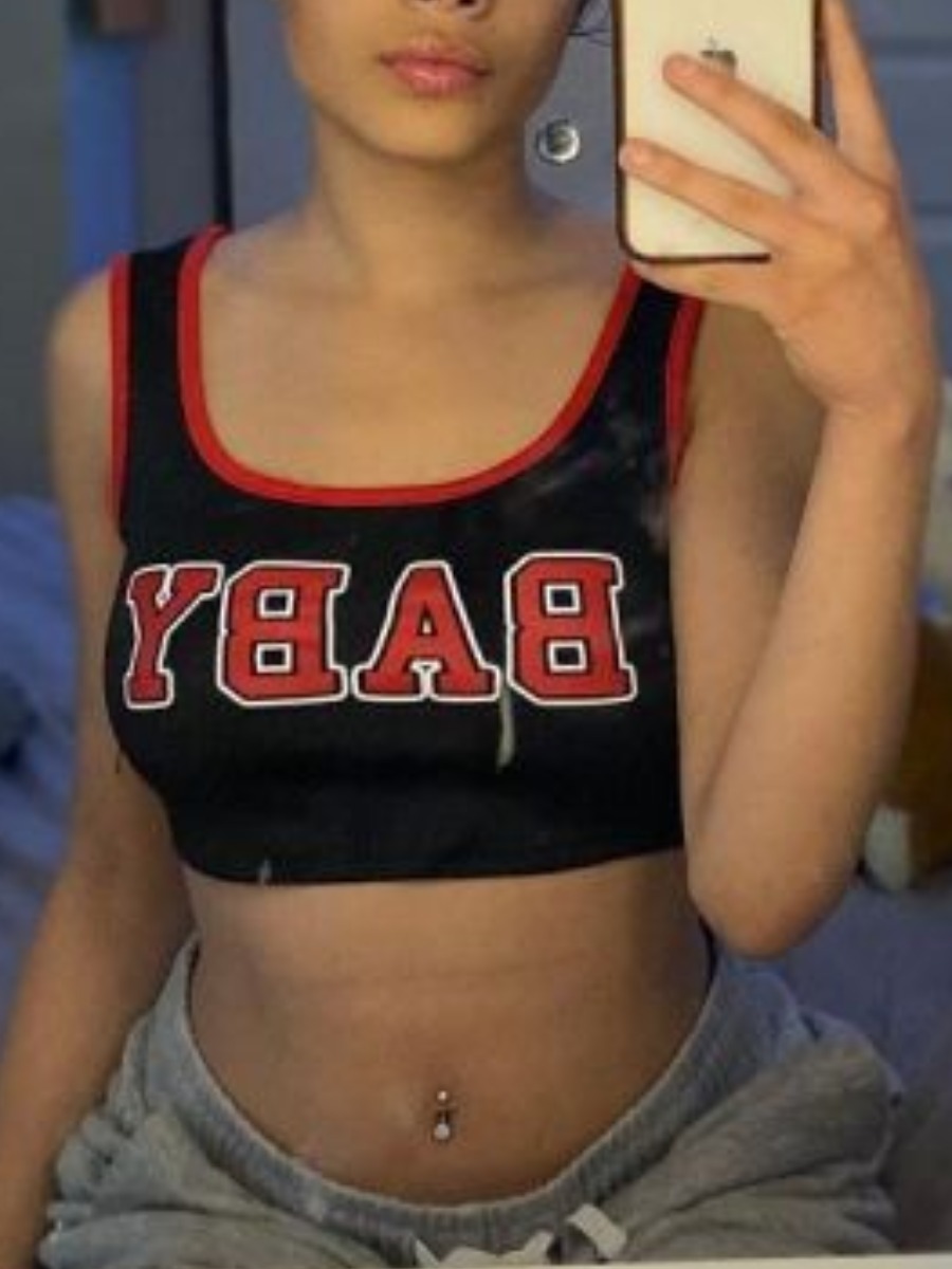 

Lovely Street U Neck Letter Print Black Camisole