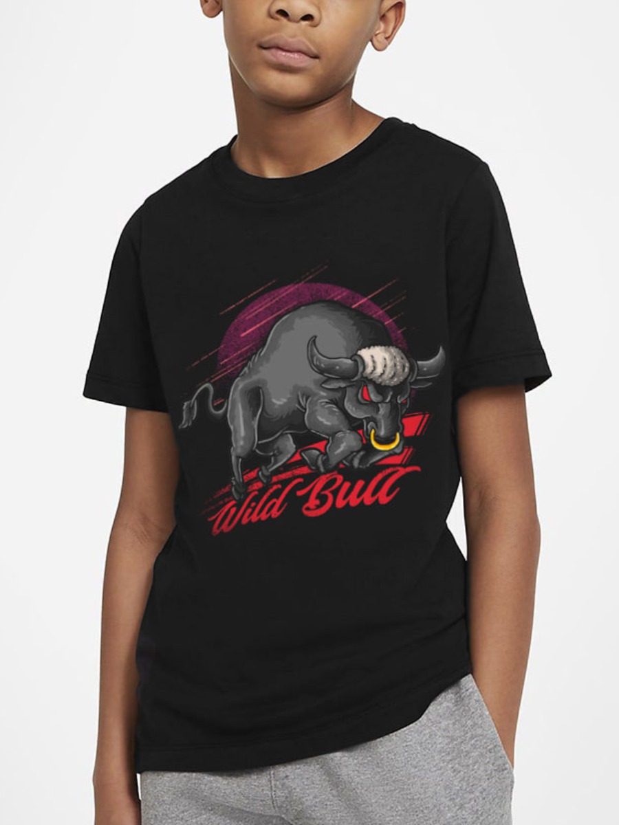 

Lovely Boy Street Cartoon Letter Print Black T-shirt