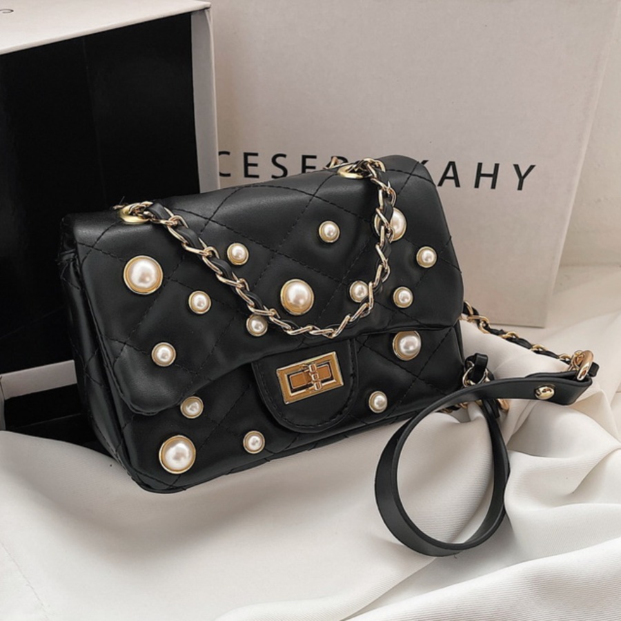 

Lovely Casual Pearl Decoration Black Crossbody Bag
