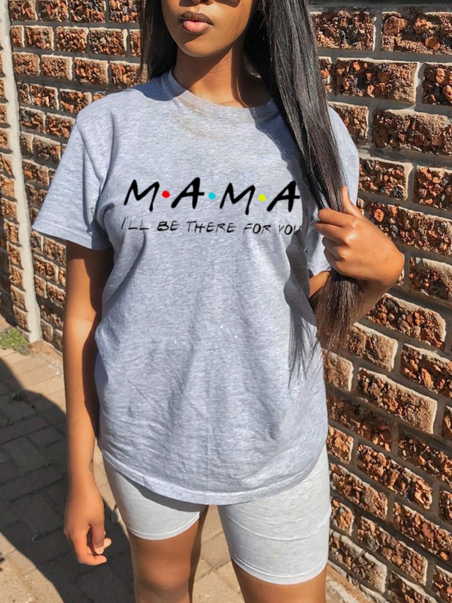 

Lovely Casual O Neck Letter Print Grey T-shirt