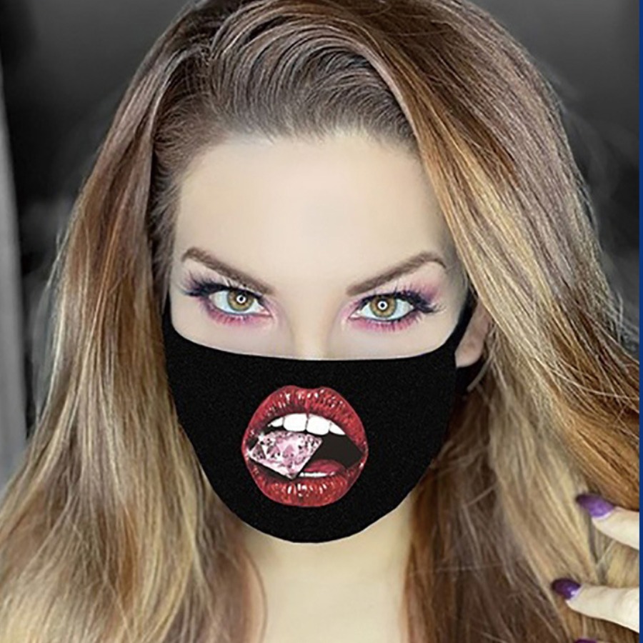 

Lovely Casual Lip Print Wine Red Face Mask