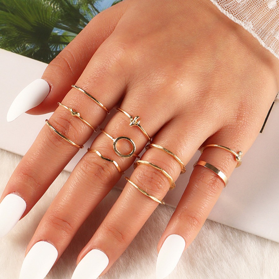 

Lovely Casual Basic Gold 11-piece Ring