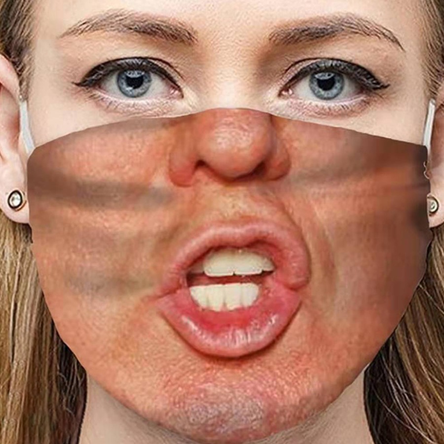 

Lovely Casual Lip Print Brown Bogey Face Mask