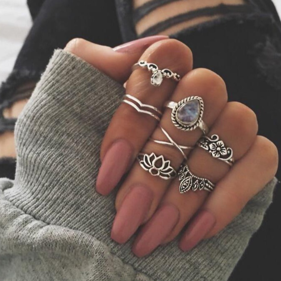 

Lovely Casual Floral Heart-shaped Silver Ring