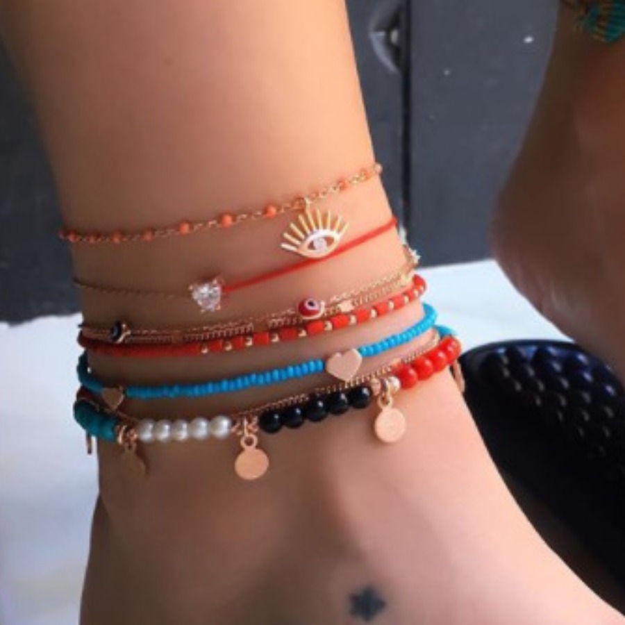 

Lovely Sweet Pearl Decoration Multicolor 6-piece Body Chain, Multi