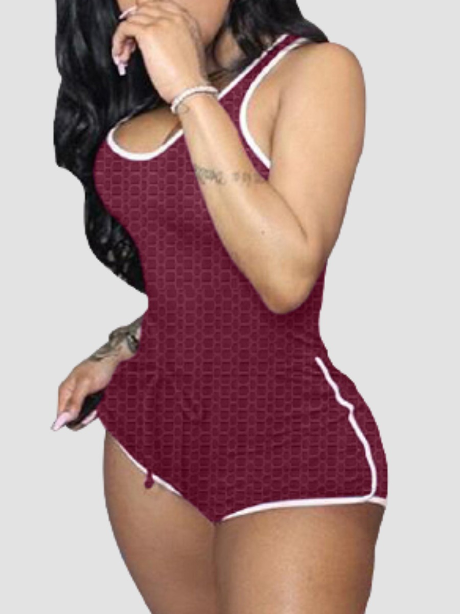 

Lovely Casual Striped Drawstring Red Sleepwear