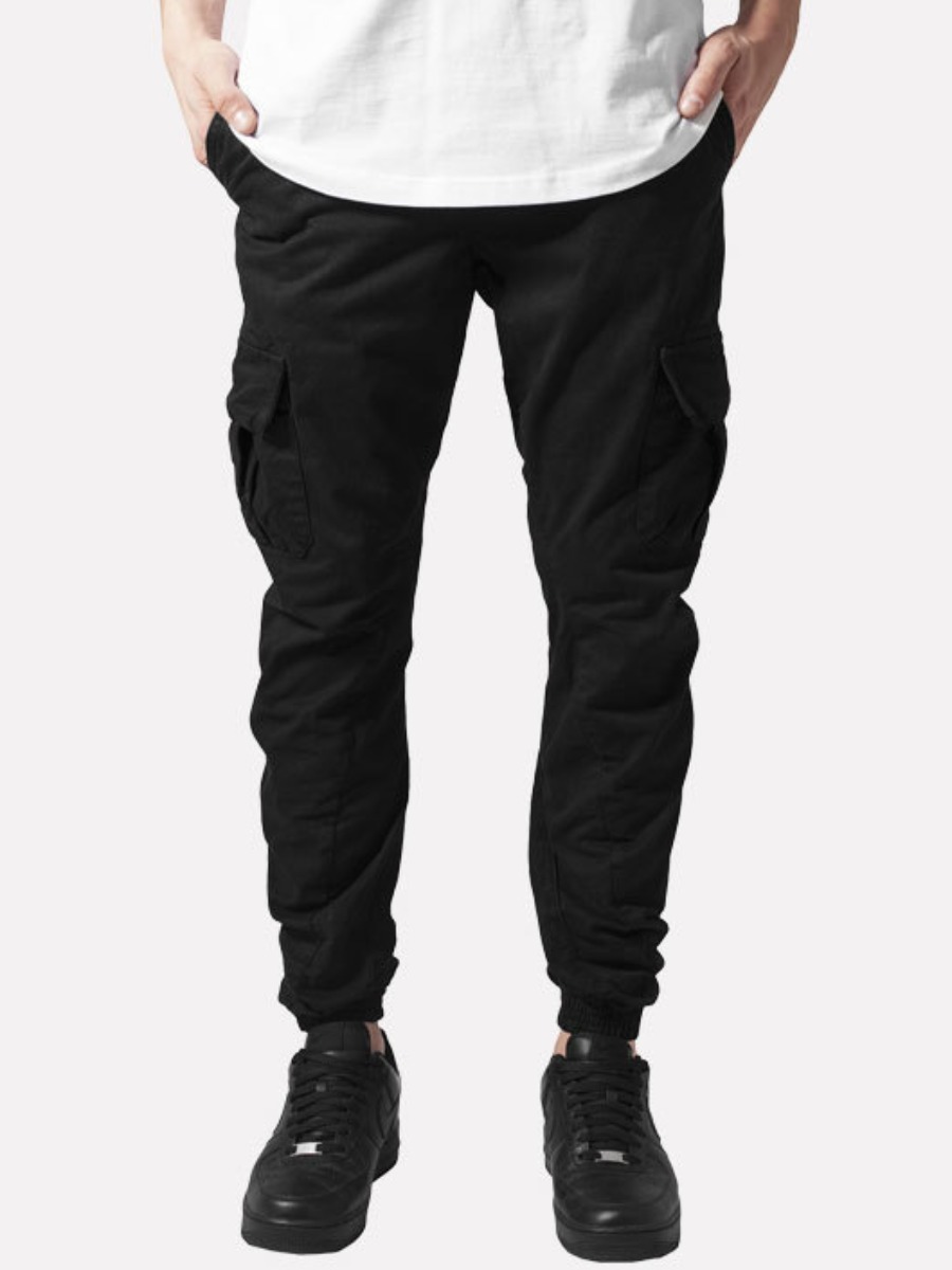 

Lovely Men Street Drawstring Side Pocket Black Pants