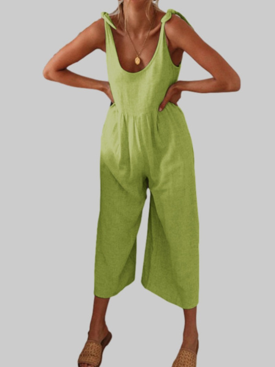 

Lovely Casual U Neck Bandage Design Green Plus Size One-piece Jumpsuit