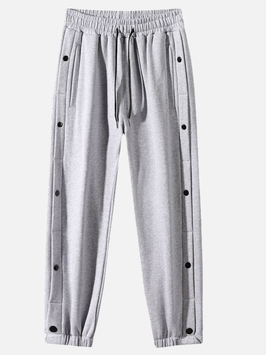 

Lovely Men Sporty Drawstring Button Design Grey Pants