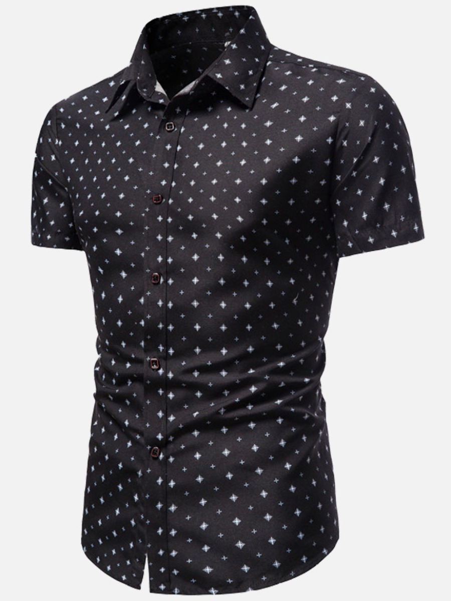 

LW Men Casual Star Print Black Shirt