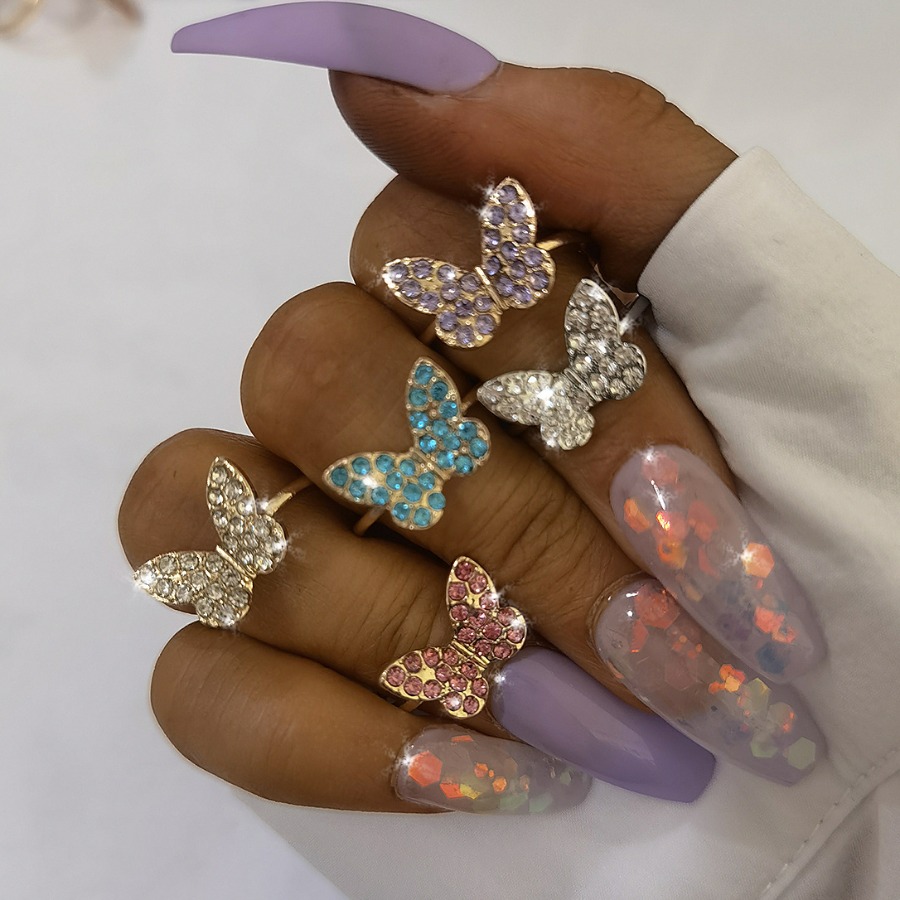 

Lovely Casual Butterfly Pink 5-piece Ring