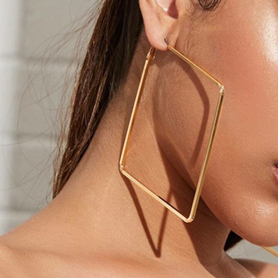 

Lovely Casual Square Gold Earring