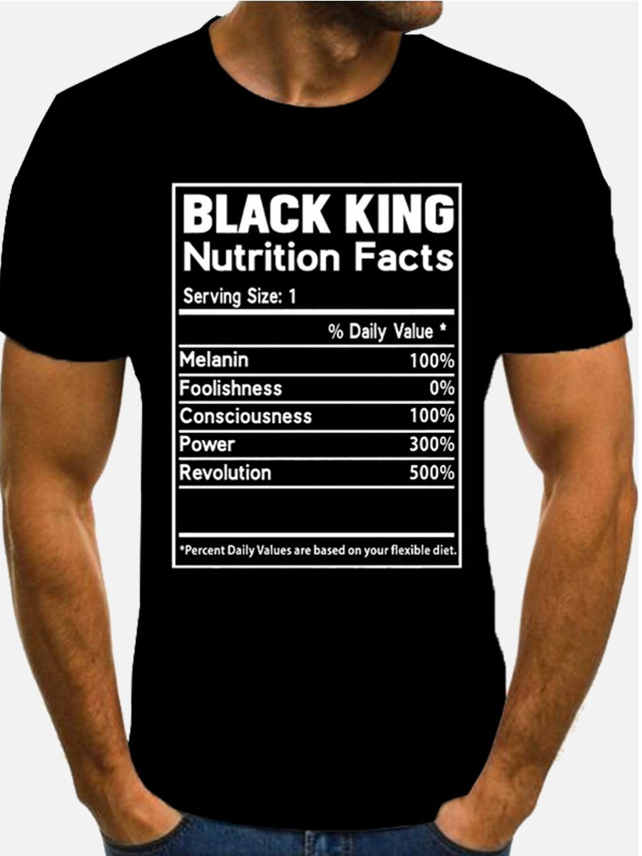 LovelyWholesale Men King Letter Print T-shirt Summer Short Sleeve Casual Round Neck Spring Summer 2024