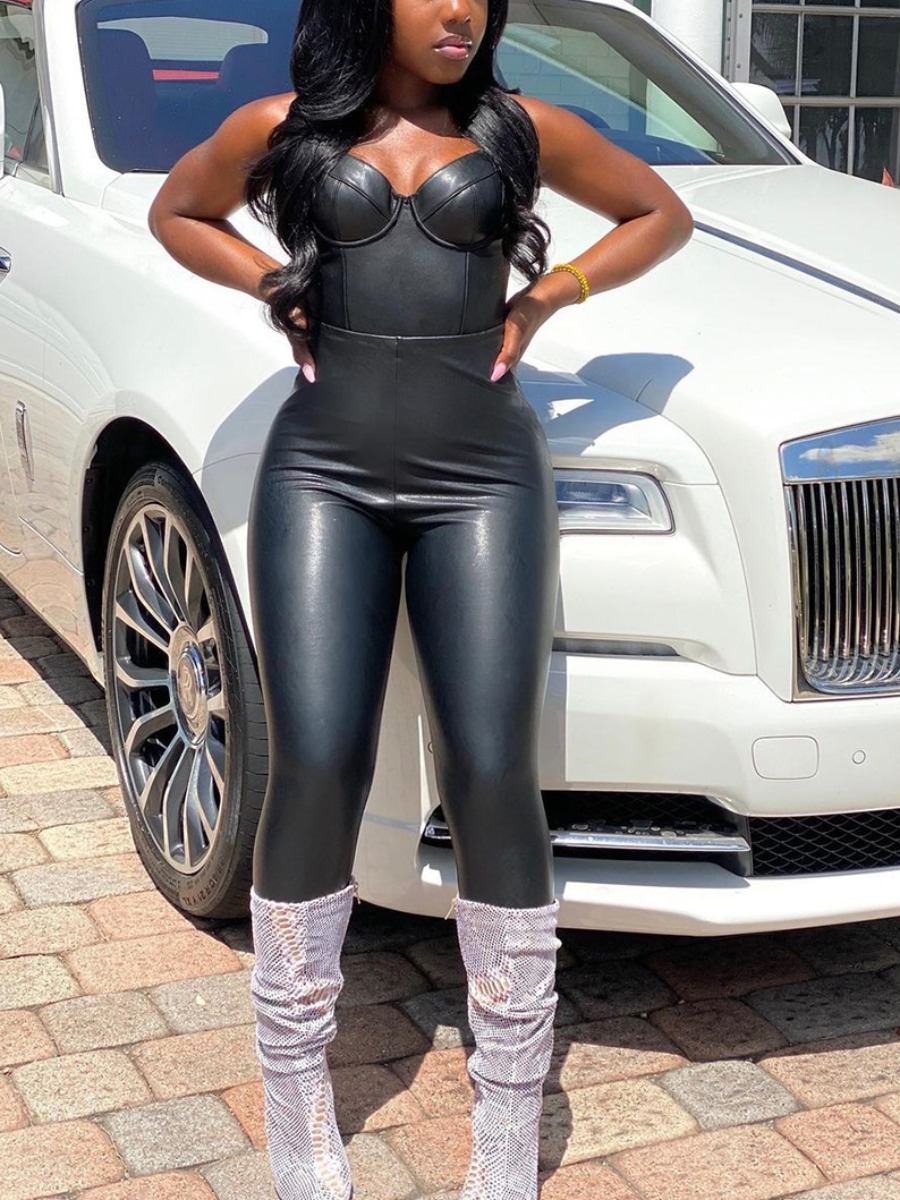 

Lovely Street Basic Skinny Elastic Black One-piece Jumpsuit