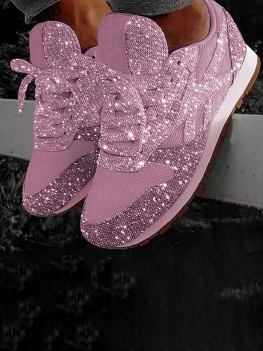 

Lovely Sporty Sequined Pink Sneakers