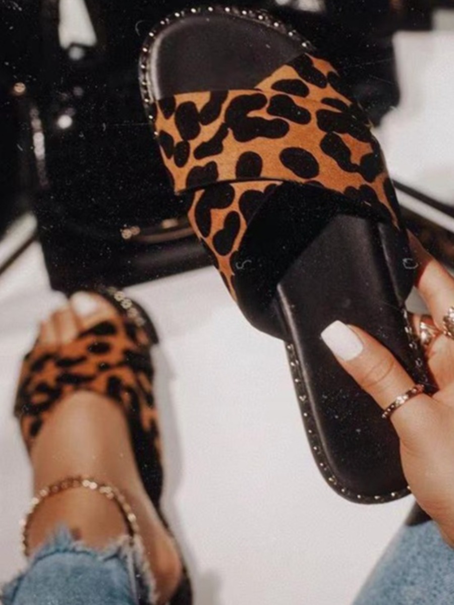 

LW Casual Leopard Print Criss Cross Slippers