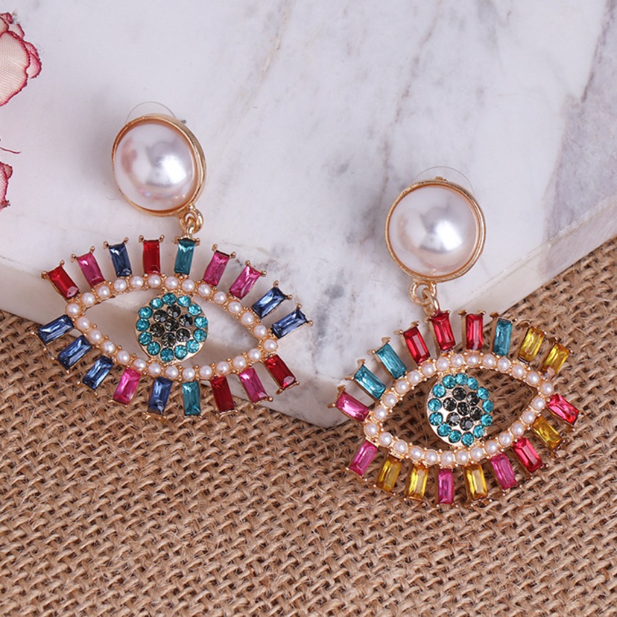 

Lovely Sweet Eye-shaped Multicolor Earring, Multi