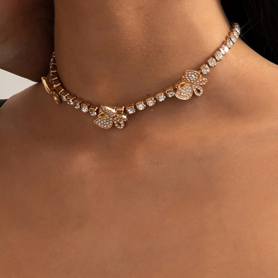 

Lovely Casual Sequined Butterfly Gold Necklace