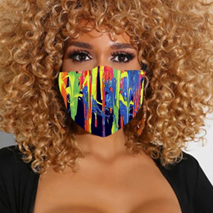 

Lovely Casual Splash Ink Print Black Face Mask
