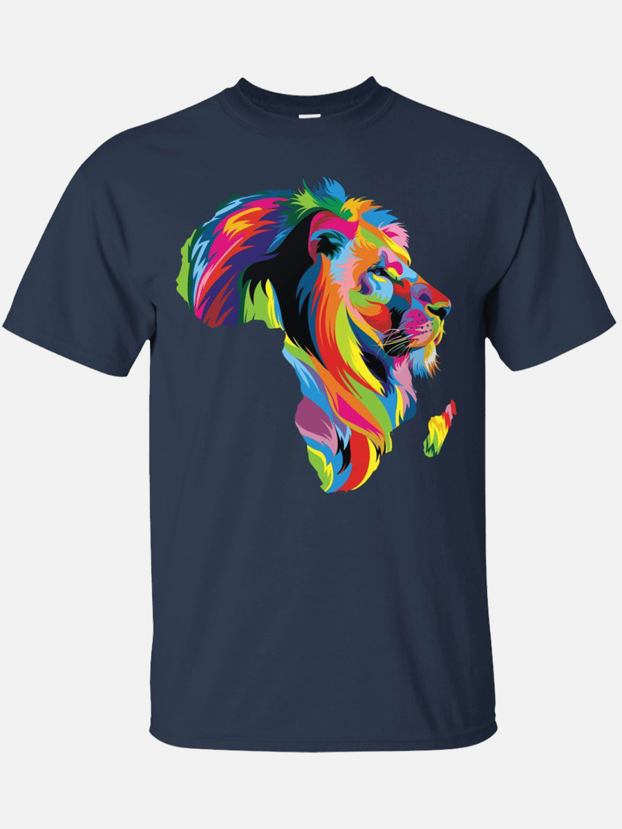 

Lovely Men Casual O Neck Animal Print Deep Blue T-shirt