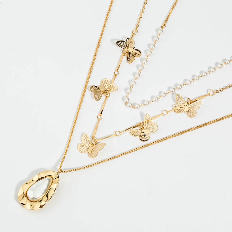 

Lovely Casual Butterfly Gold Multilayer Necklace