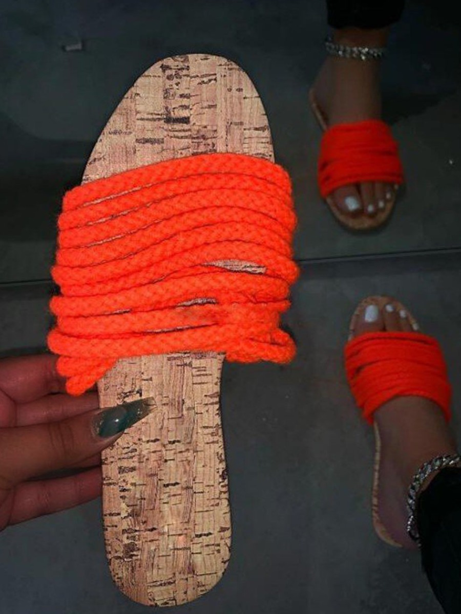 

Lovely Casual Bandage Design Jacinth Slippers