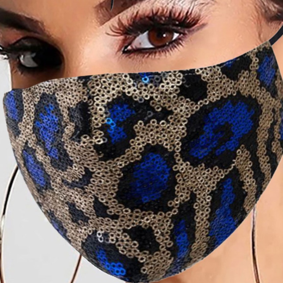 

Lovely Sequined Navy Blue Face Mask