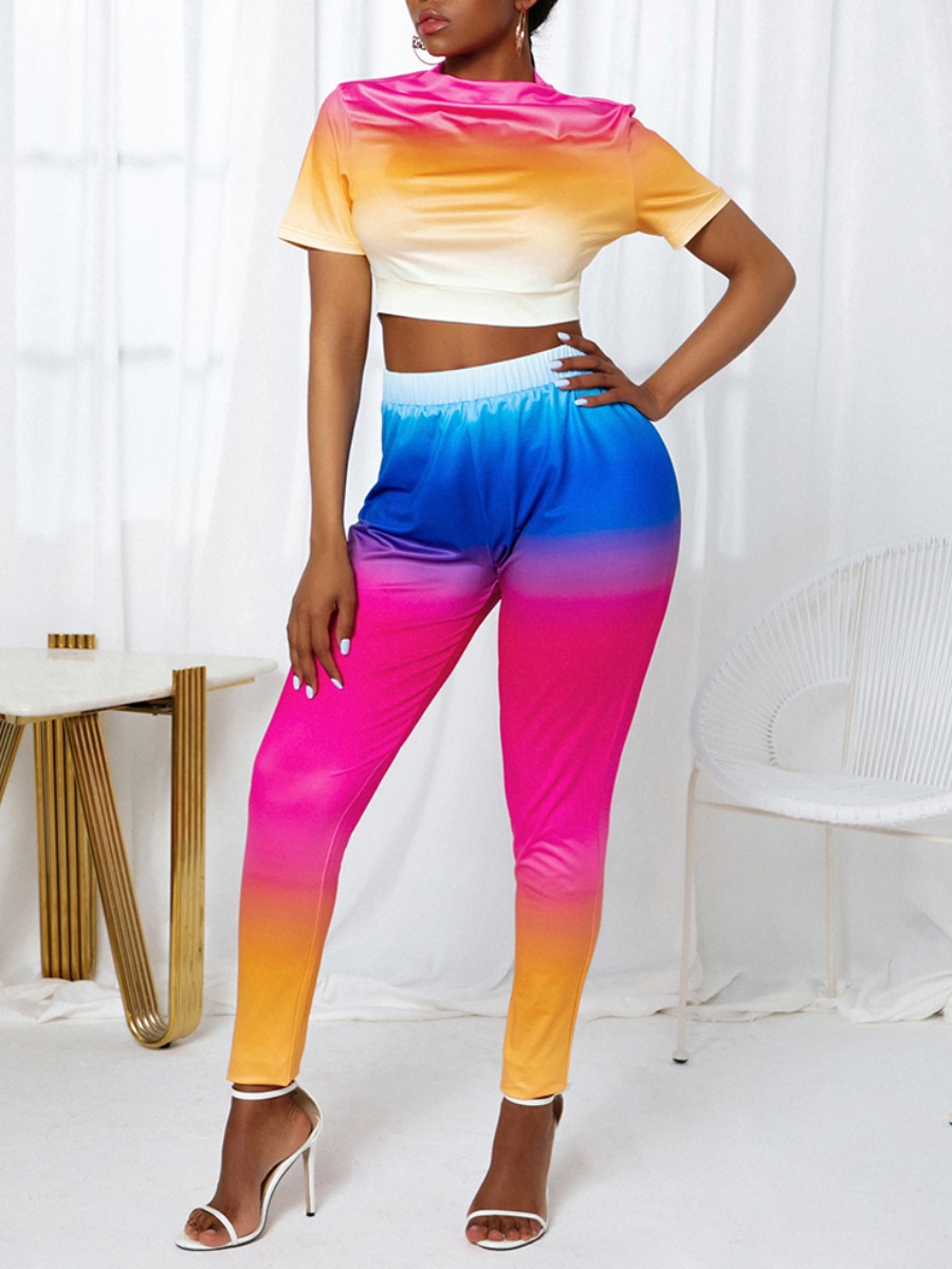 LW Crop Top Gradient Pants Set