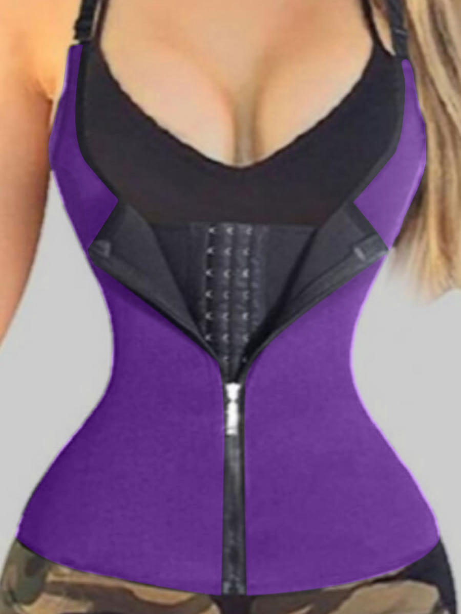 

LW SXY Zipper Design Patchwork Purple Corset