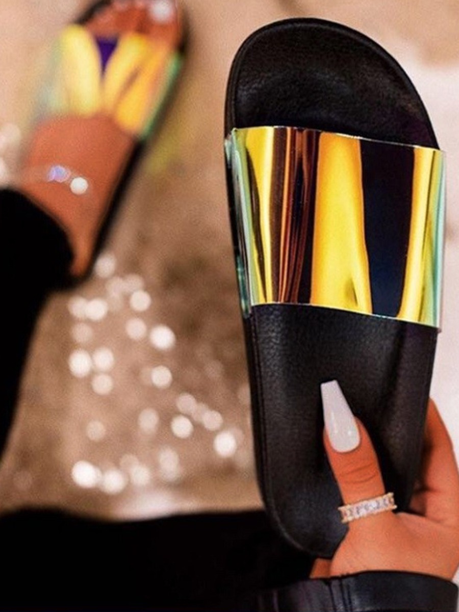 

Lovely Casual See-through Black Slippers