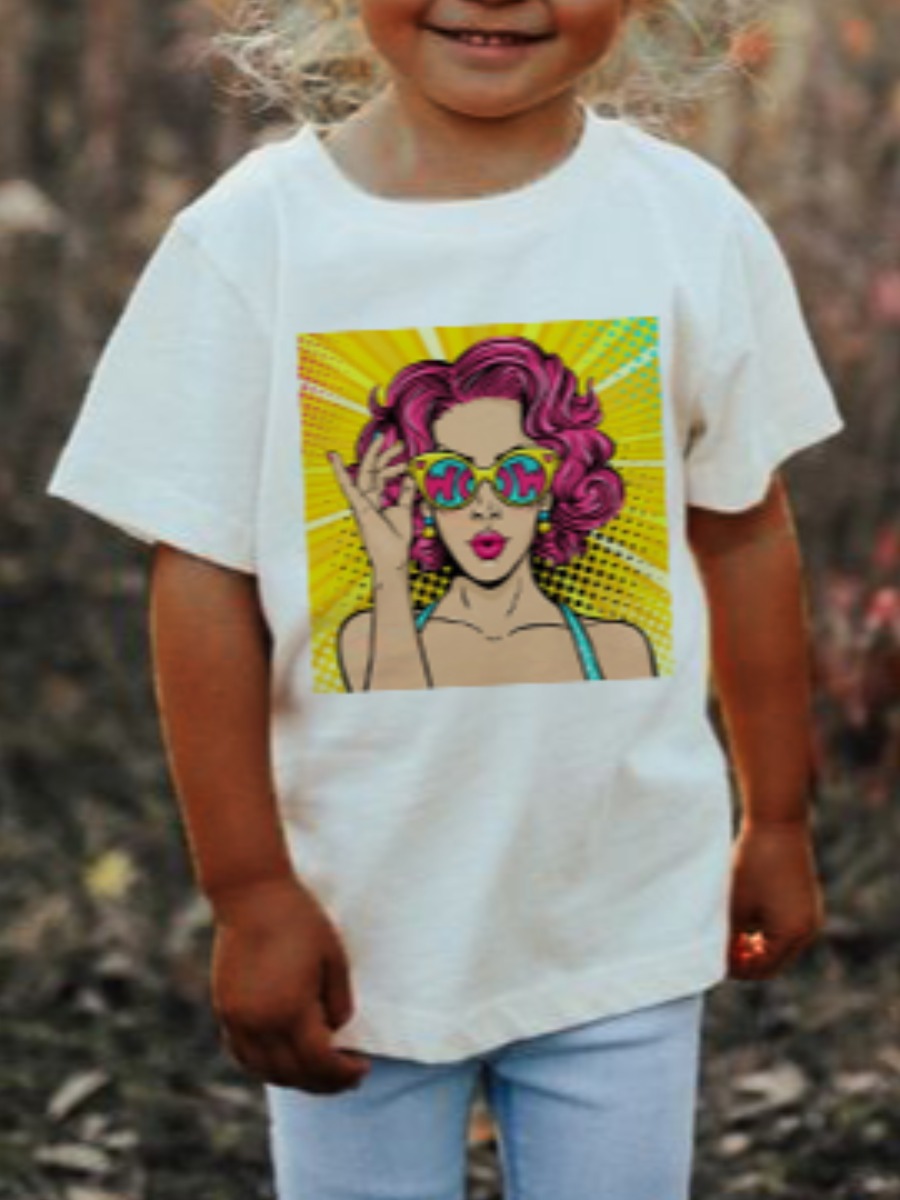

Lovely Girl Casual Graffiti Print Patchwork White T-shirt