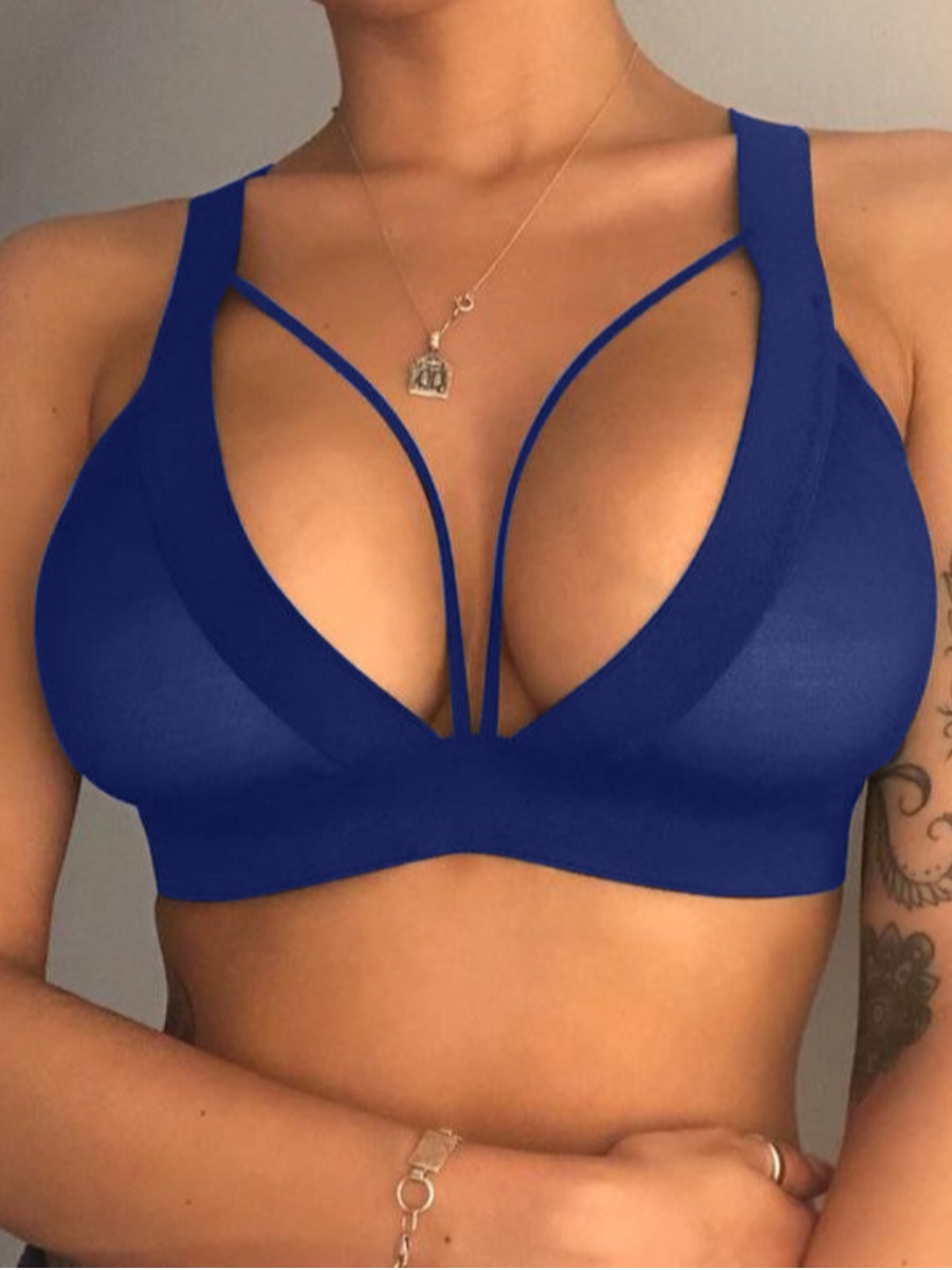 

Lovely Sexy Bandage Hollow-out Design Blue Corset