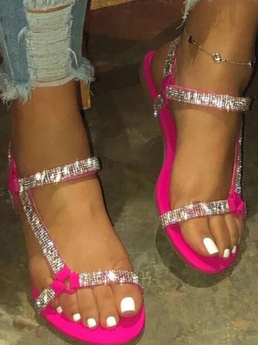

Lovely Casual Sequined Rose Red Sandals