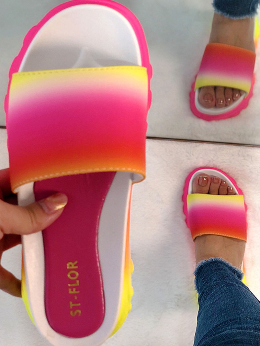 

Lovely Casual Tie-dye Rose Red Slippers