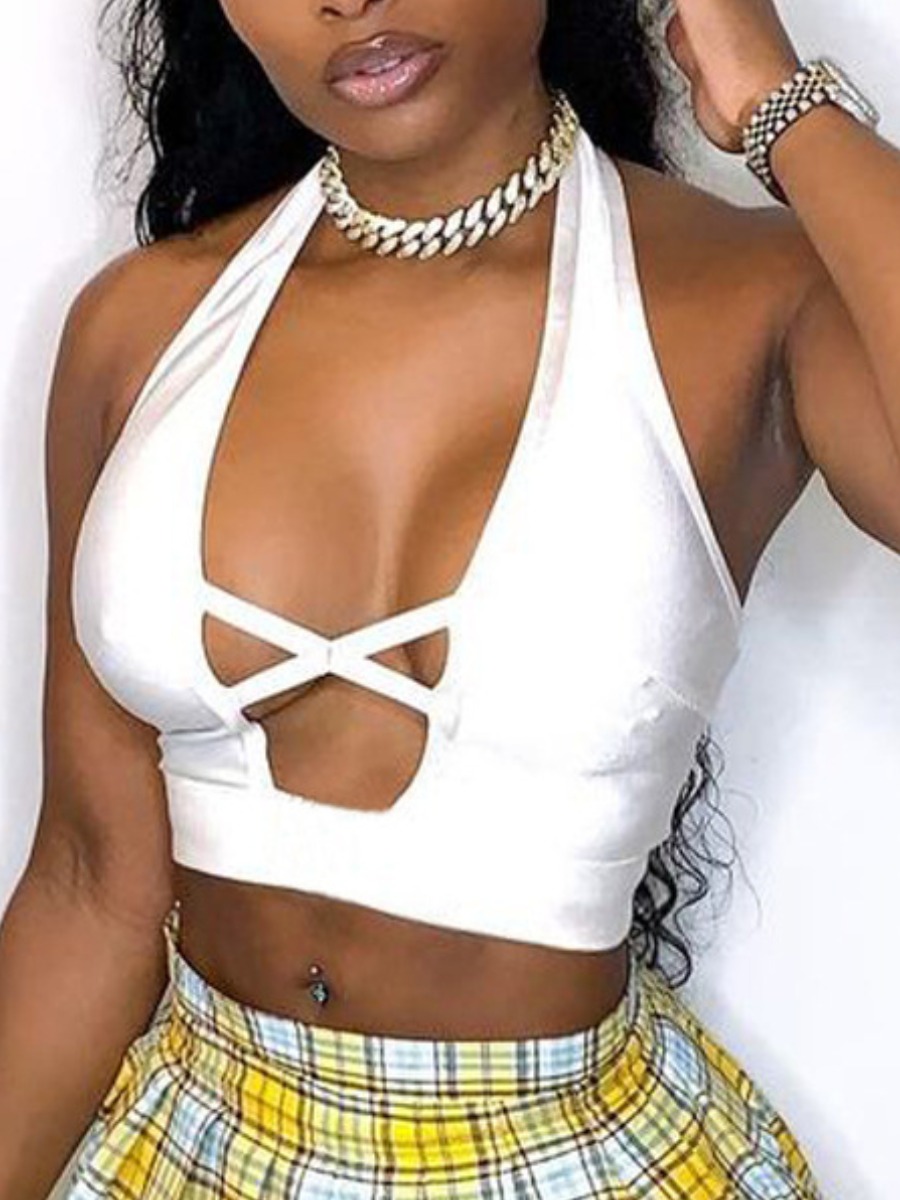 

Lovely Sexy Backless Hollow-out White Camisole