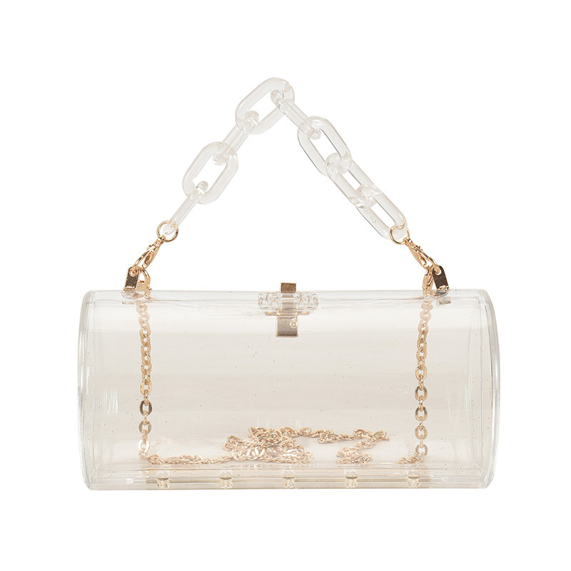 

Lovely Stylish Chain Decoration Clear Lucite Crossbody Bag