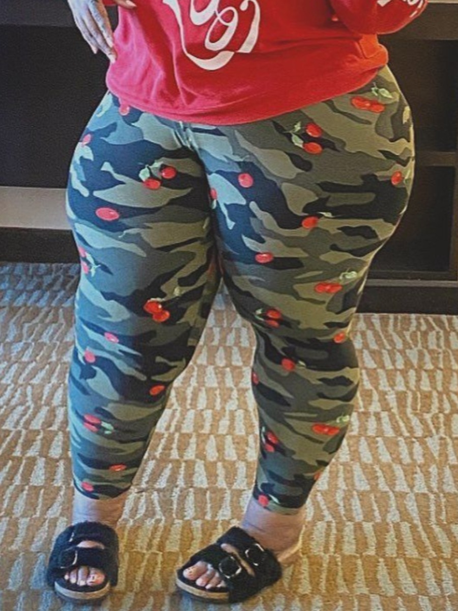 

LW Plus Size Street Skinny Camo Print Green Pants