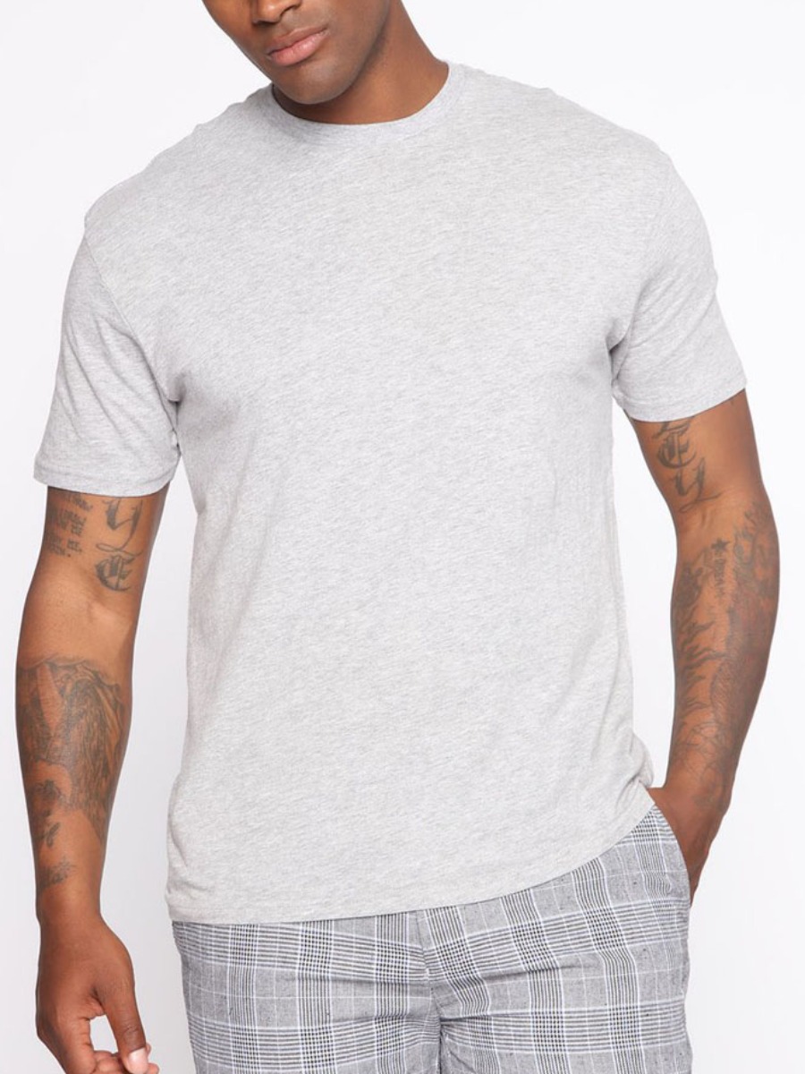 

Lovely Men Casual O Neck Regular Grey T-shirt