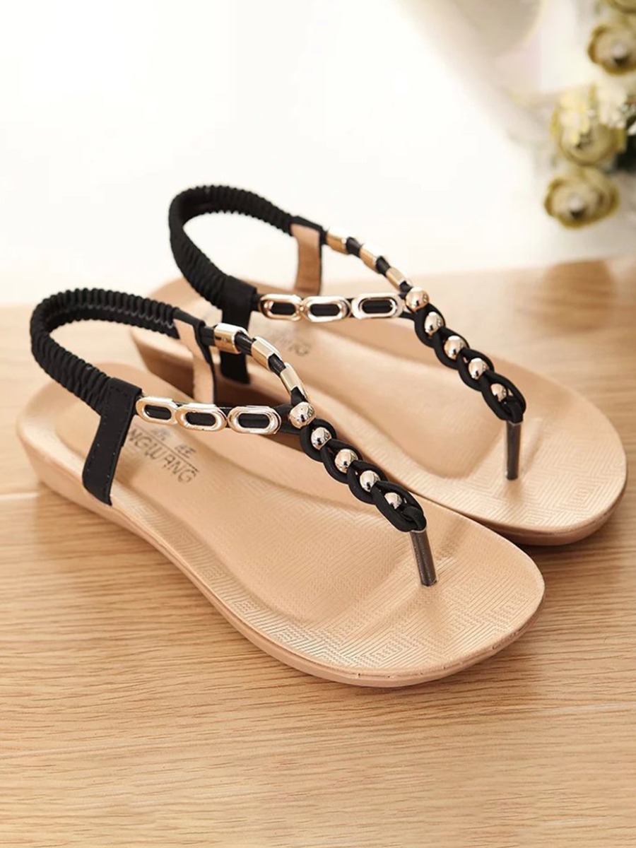 

Lovely Casual Round-toe Black Sandals