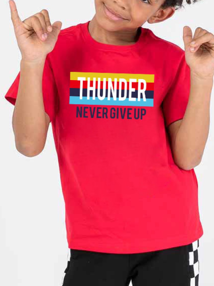 

Lovely Boy Casual O Neck Letter Print Red T-shirt