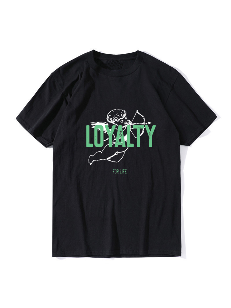 

Lovely Men Street O Neck Letter Print Black T-shirt