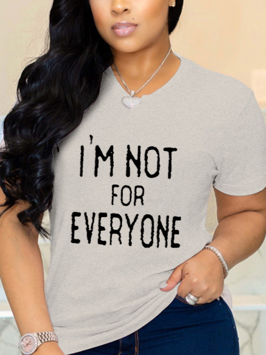 

Lovely Casual O Neck Letter Print Grey T-shirt