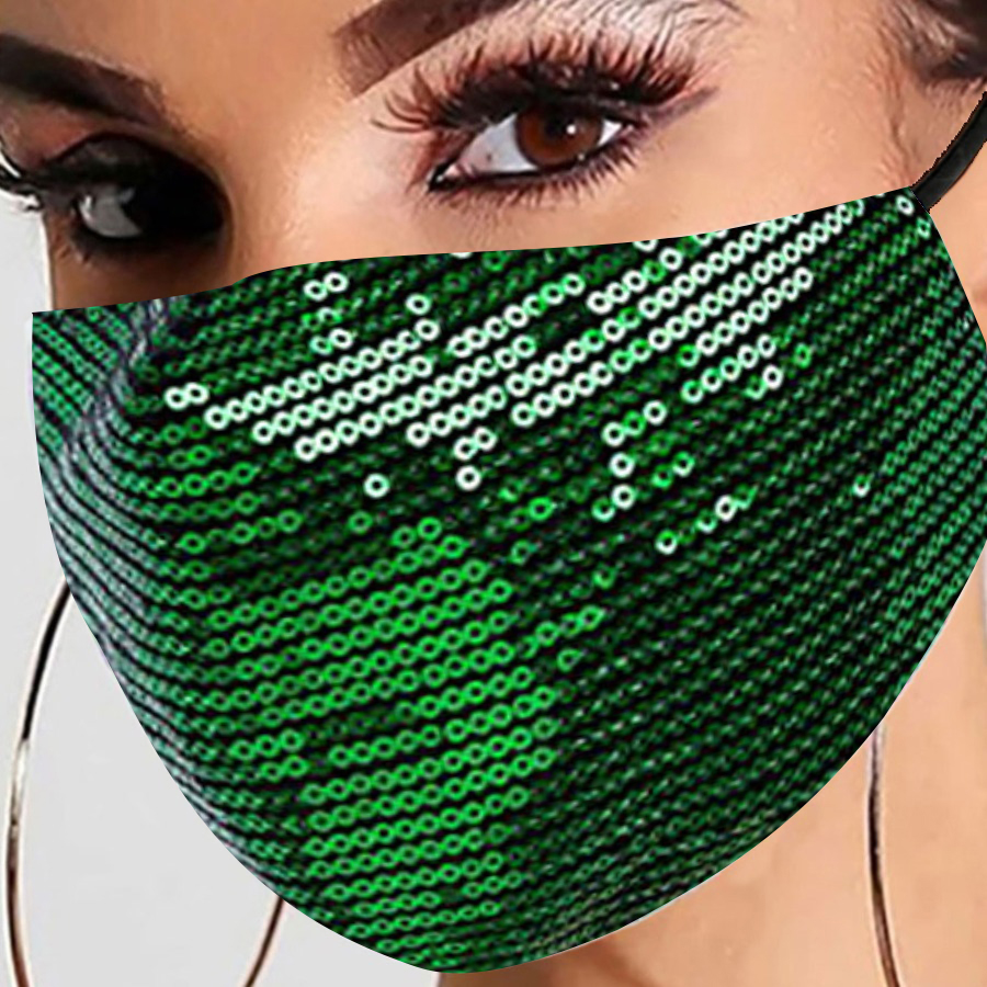 

Lovely Casual Sequined Green Face Mask