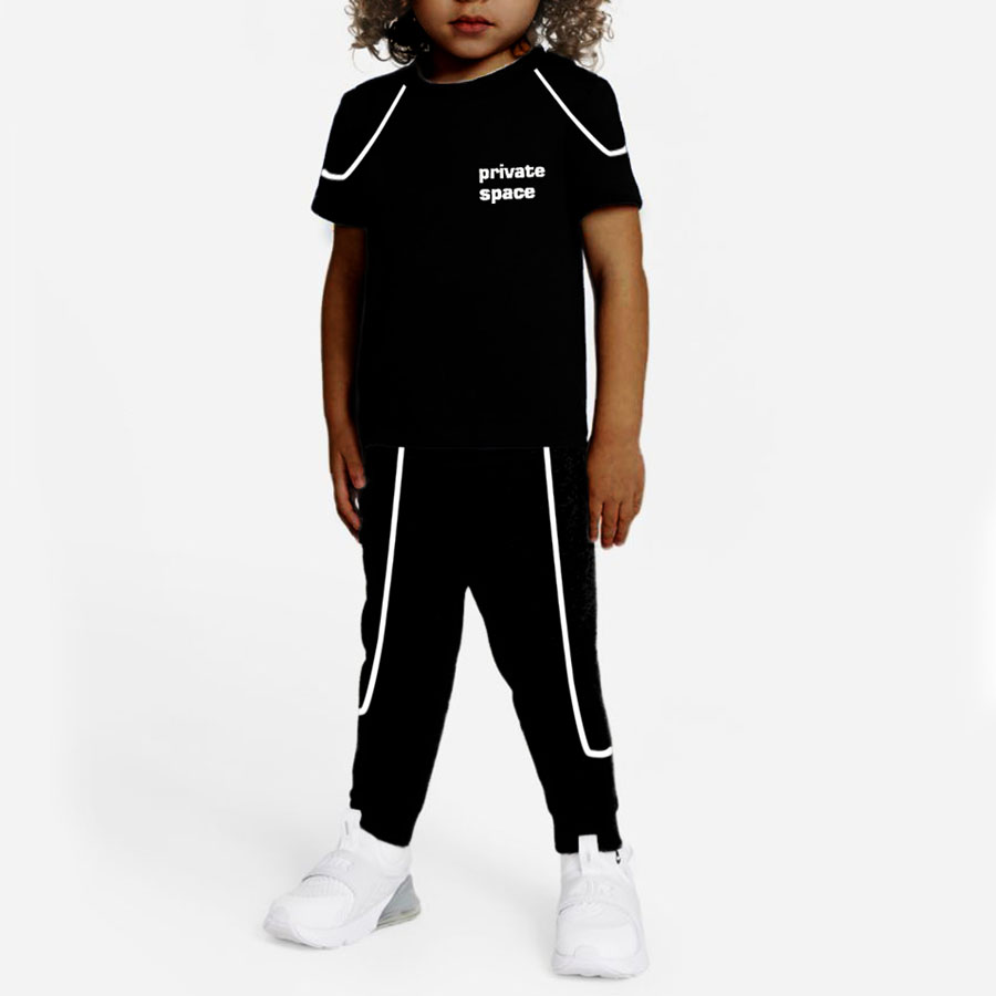 

Lovely Girl Casual Letter Print Striped Black Two Piece Pants Set