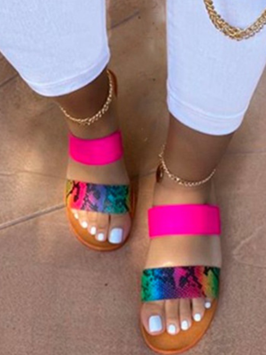

LW Casual Animal Print Rose Red Slippers