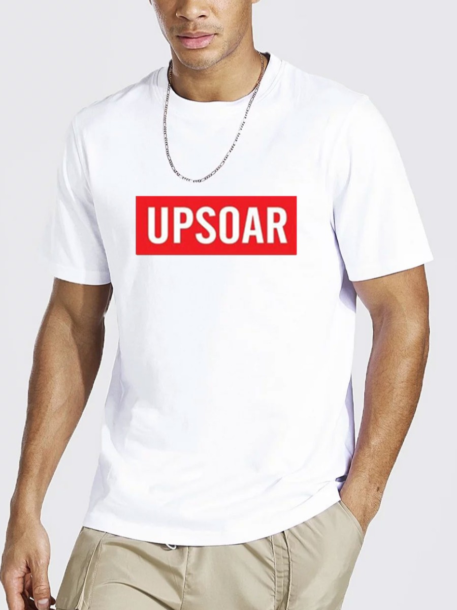 

Lovely Men Casual O Neck Letter Print White T-shirt