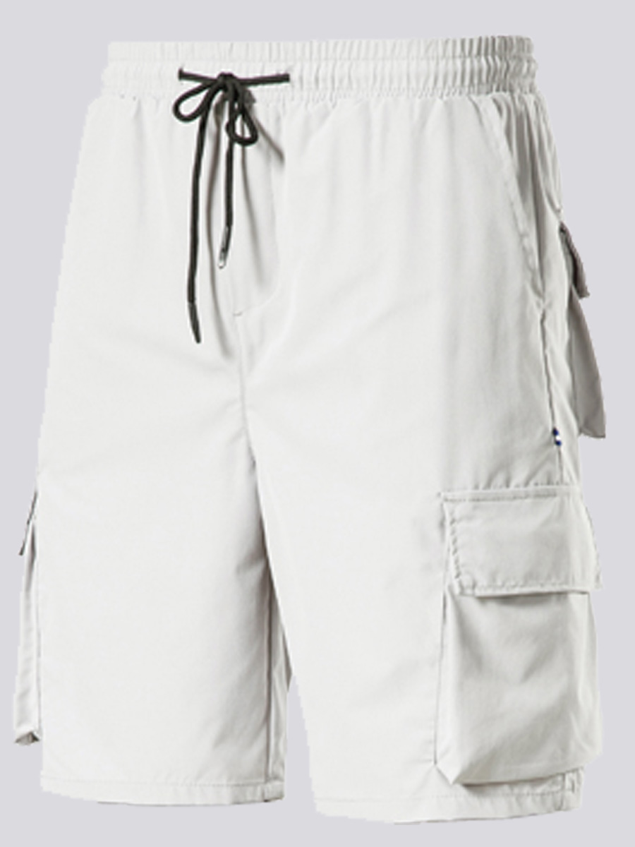 

Lovely en Street Side Pocket Buckle Design Grey Shorts
